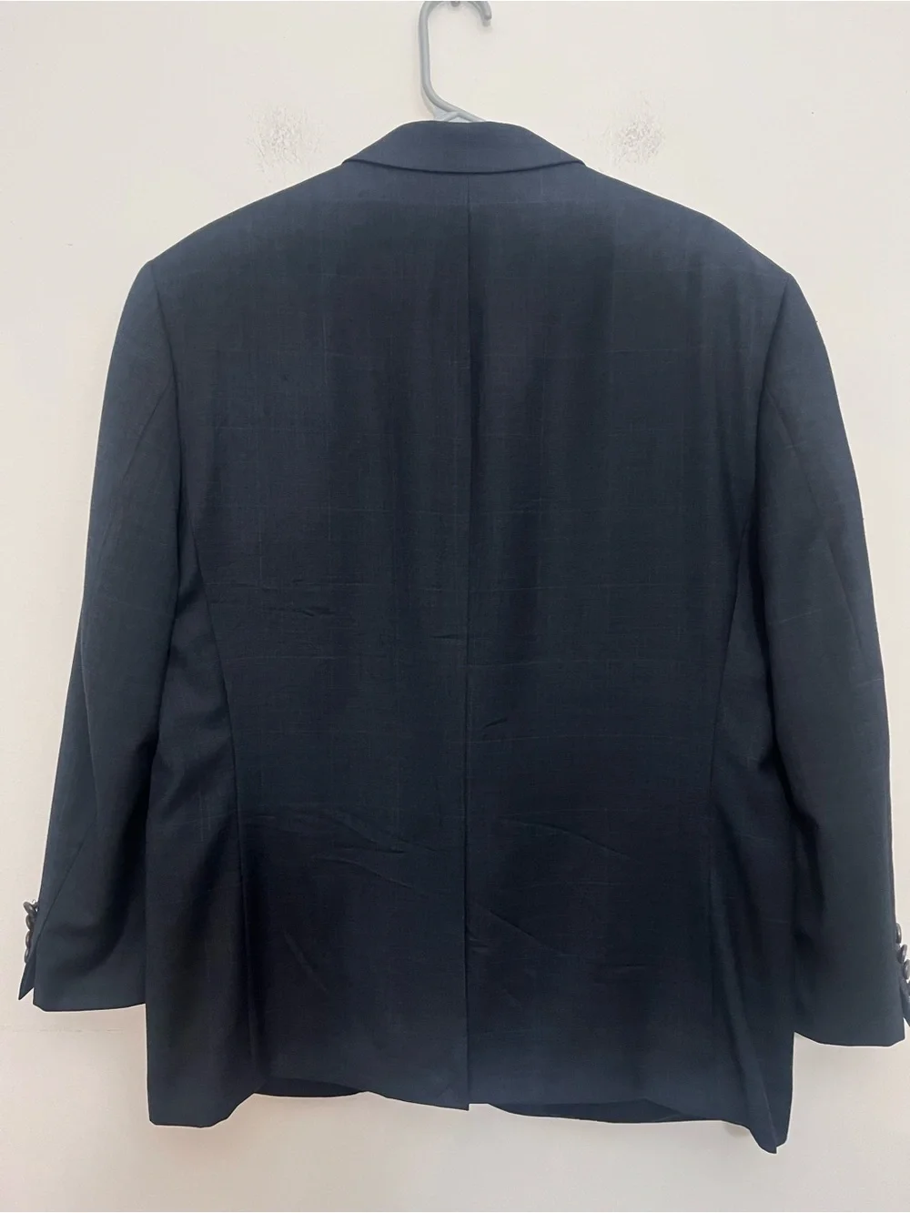 Ralph Lauren Navy Windowpane Wool Two-Button Blazer